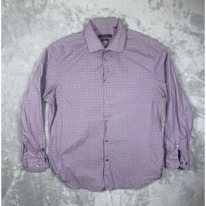 John Varvatos Shirt Mens 16 32/33 Purpl Button Up Signature Tailored Regular Fit